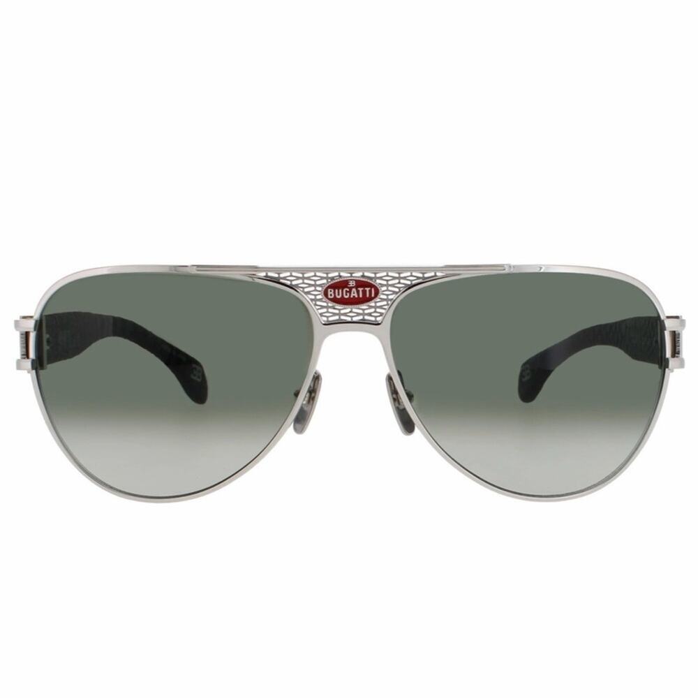 New! BUGATTI 11 SS Black and Sterling Silver Sunglasses Aviator Style, Authentic
